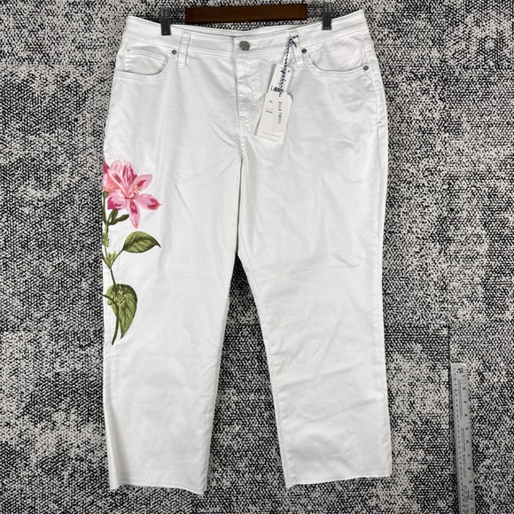Tommy Bahama Denim - Tommy Bahama Ella Twill Crop Slim Boyfriend White Jeans Womens 14/24 Embroidered